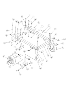 Fabricated Frame And Axle Assembly Diagram and Parts List for GF1748 55AE234M150-WAM Cub Cadet Lawn Mower